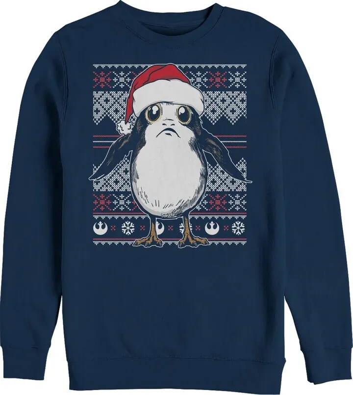 Men's Star Wars The Last Jedi Ugly Christmas Porg Sweatshirt - Navy Blue - X Large