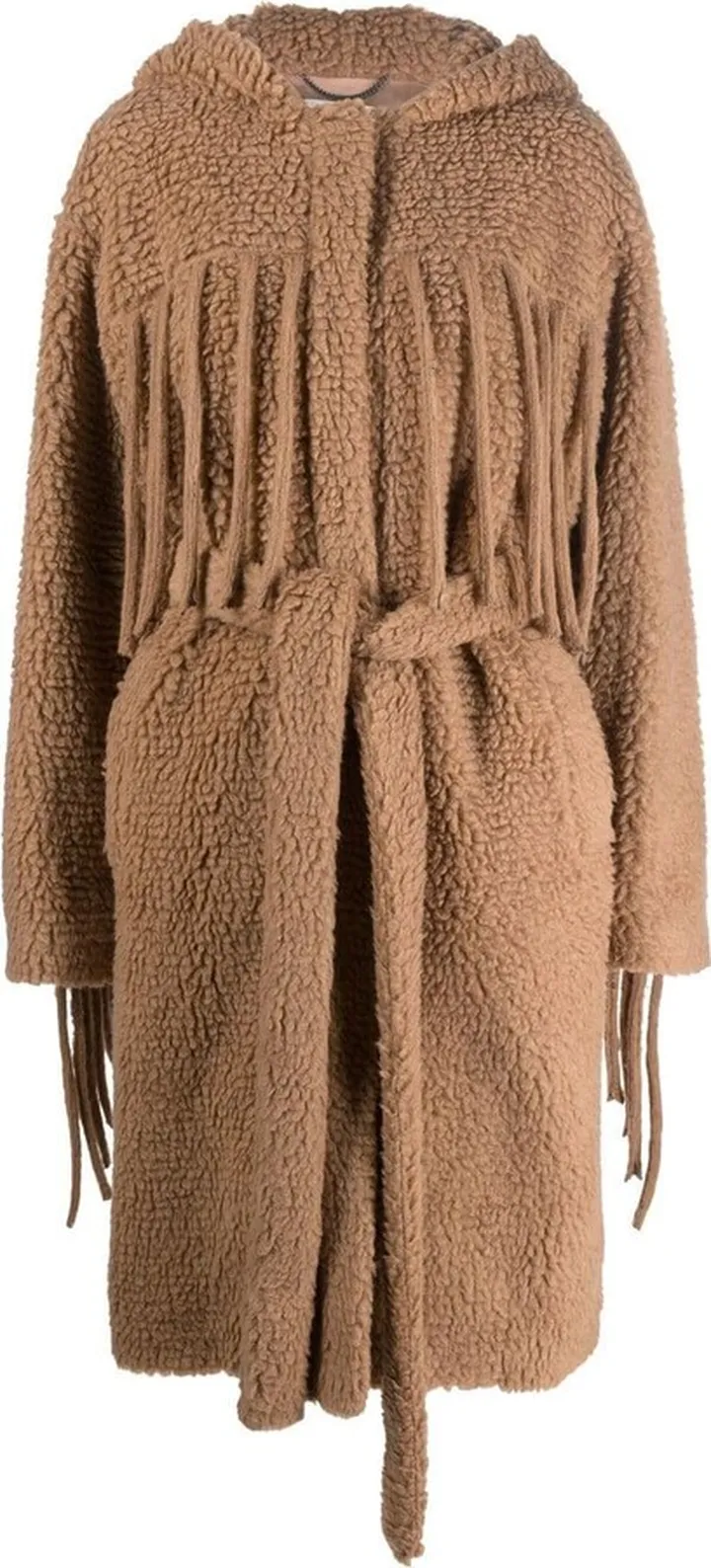 Fringed Tie-Waist Teddy Coat
