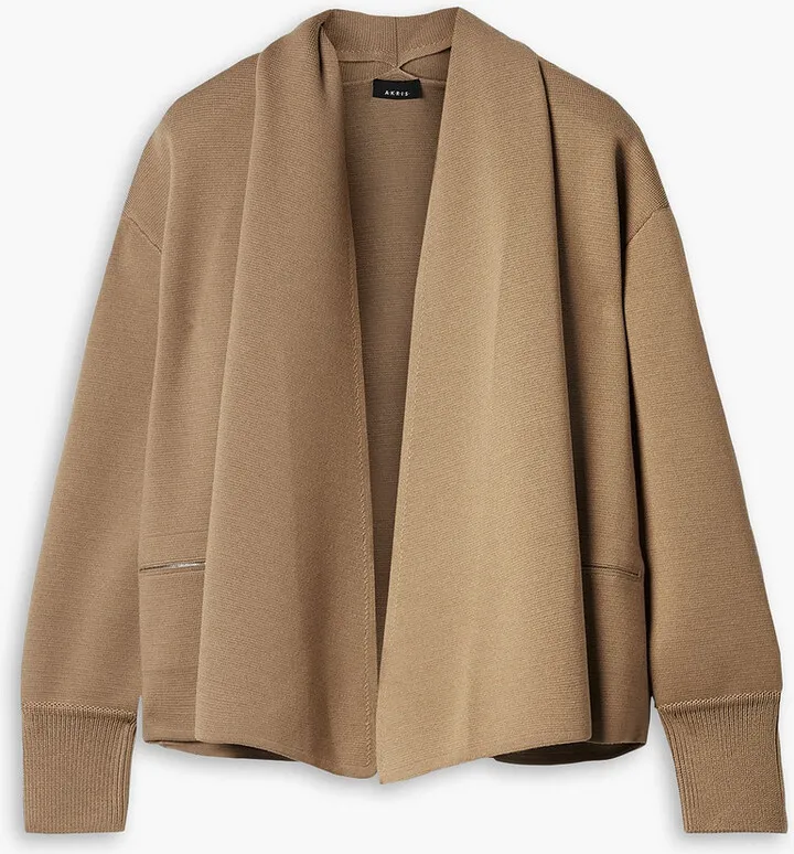 Draped wool and mulberry silk-blend cardigan