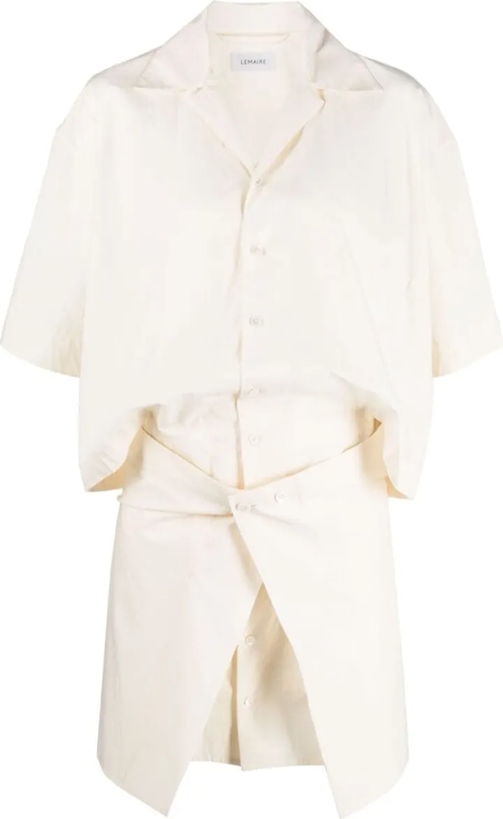 Convertible Cotton Shirt Minidress
