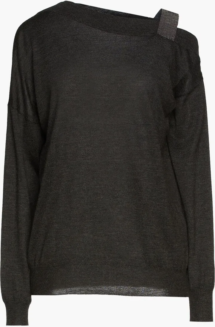 Cold-shoulder mélange cashmere and silk-blend sweater