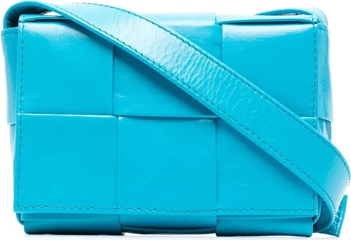 Blue Cassette Mini Leather Shoulder Bag