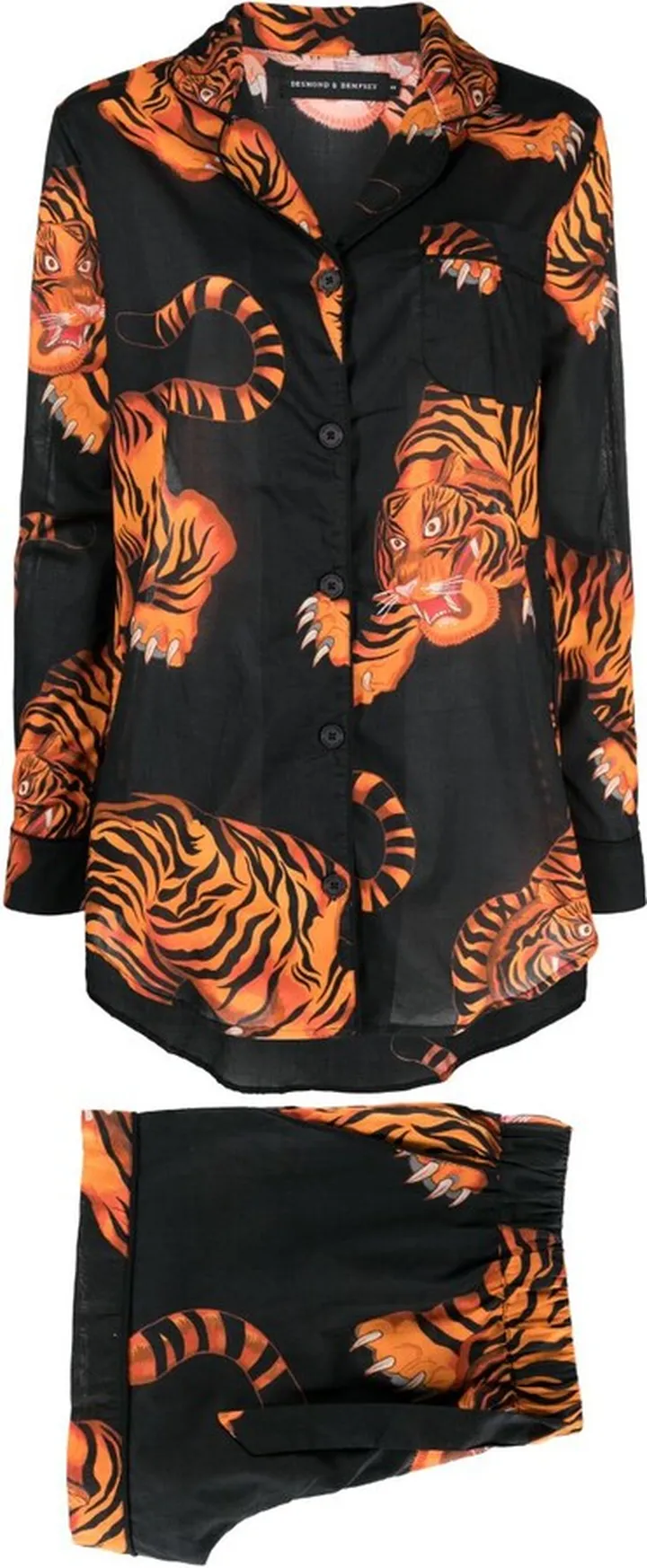 Black And Orange Tiger Print Cotton Pyjamas