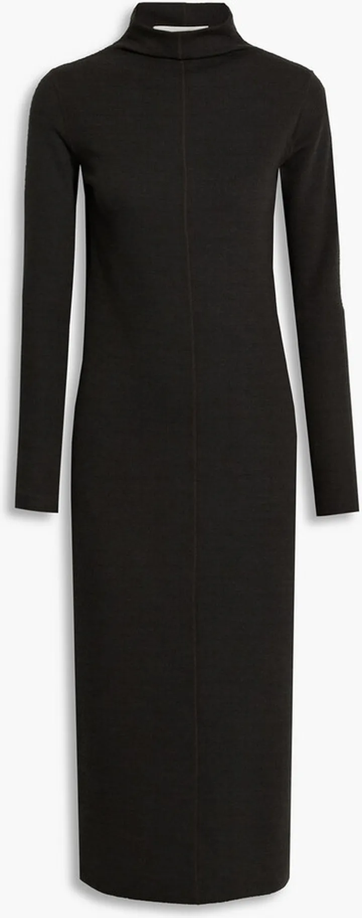 Stretch-knit turtleneck midi dress