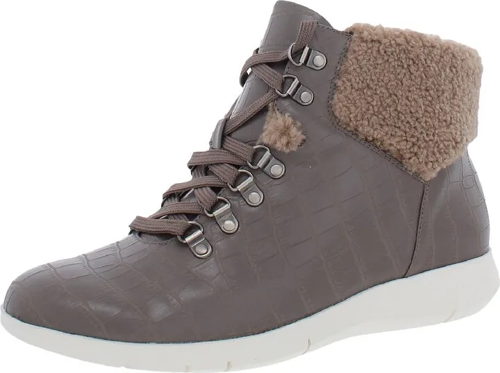 Frankie Womens Fax Leather Ankle Combat & Lace-up Boots