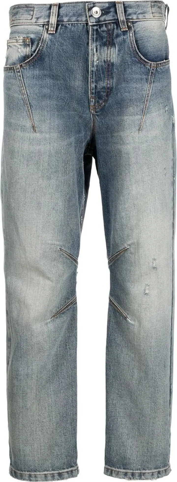 Faded-Effect Cropped Jeans