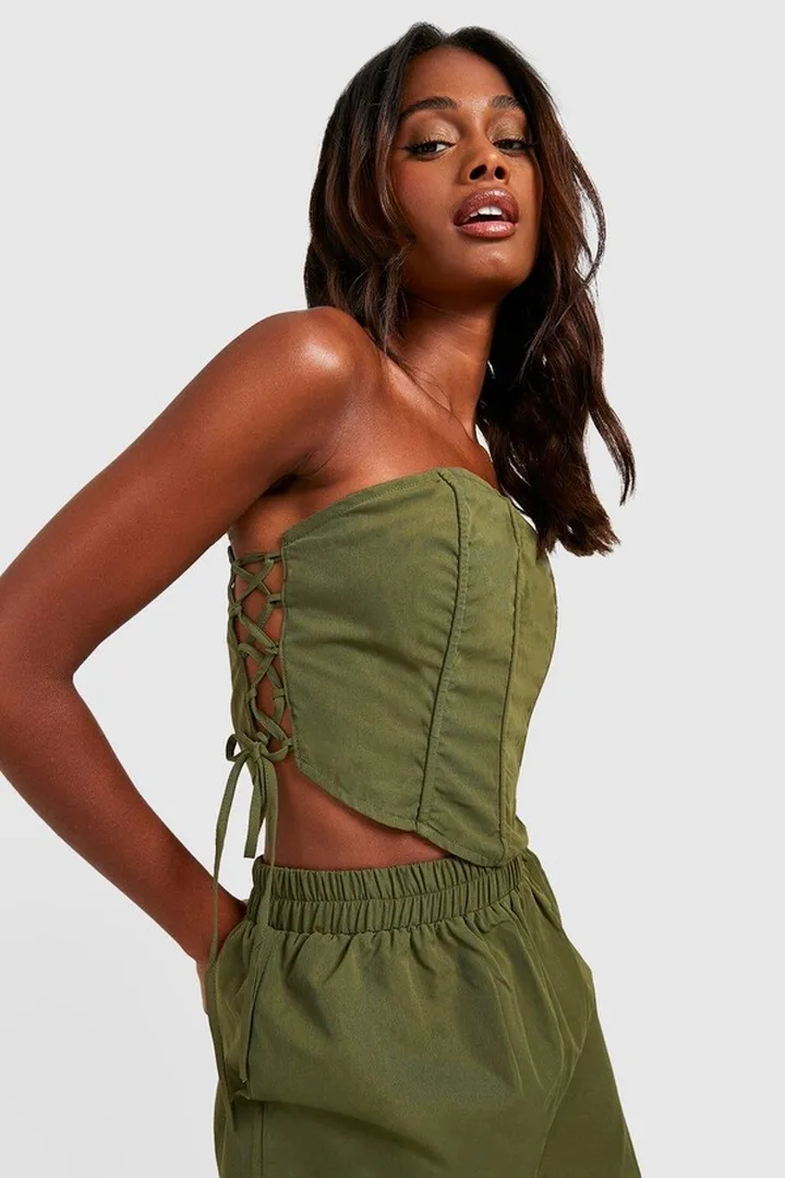 Lace Up Seam Detail Corset