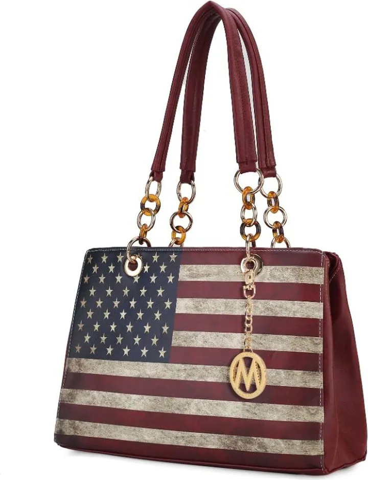 Nevaeh Vegan Leather patriotic pattern Women’s Shoulder Bag