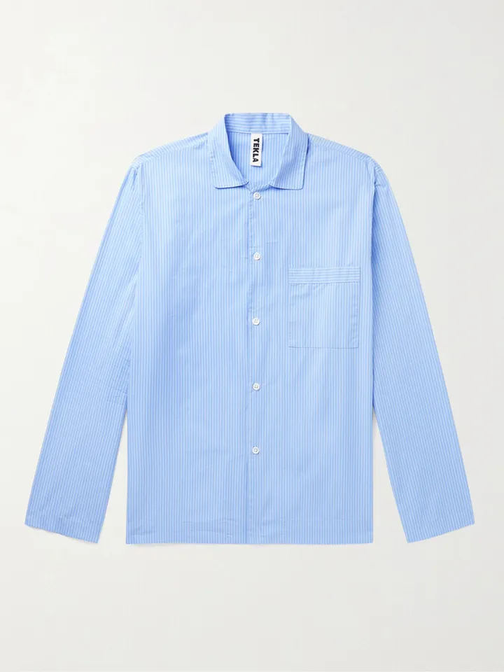 Camp-Collar Organic Cotton-Poplin Pyjama Shirt