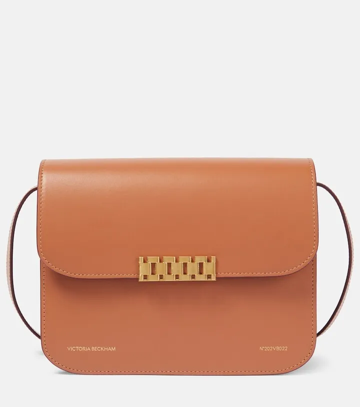 Chain leather shoulder bag