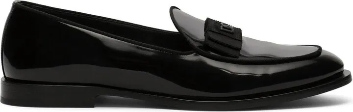 Logo-Plaque Leather Slippers