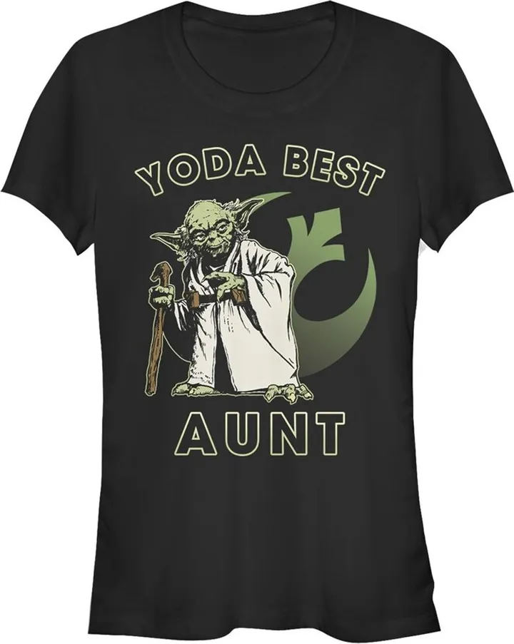 Junior's Star Wars Yoda Best Aunt T-Shirt - Black - Medium
