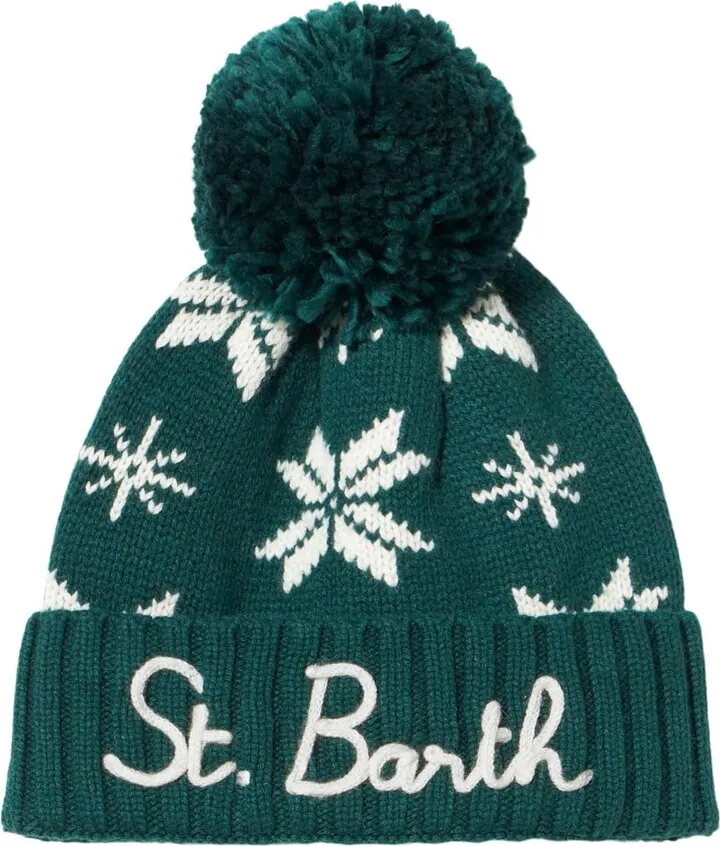 Man Green Beanie With Norwegian Pattern
