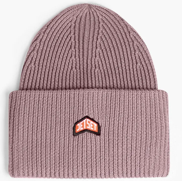 Stella appliquéd ribbed wool beanie