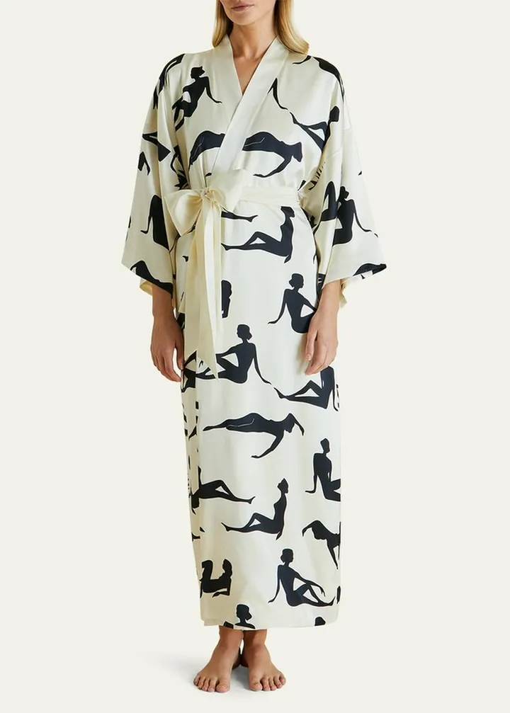 Queenie Long Printed Silk Robe