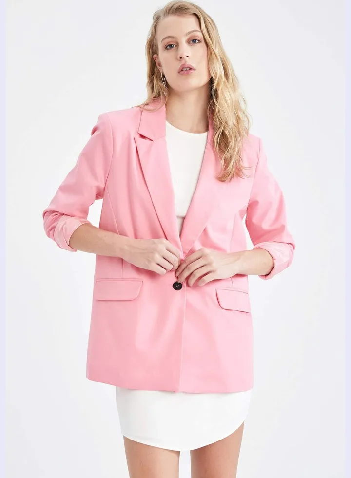 V-Neck Long Sleeve Blazer Jacket