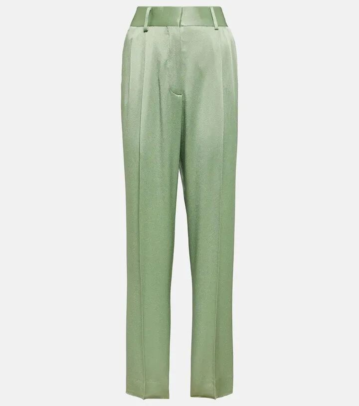 Banker high-rise straight satin pants