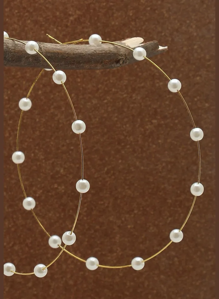 Gold Plated Pearls Hoop Earring