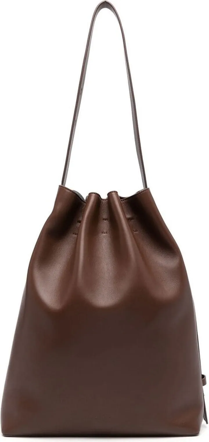 Drawstring Leather Shoulder Bag