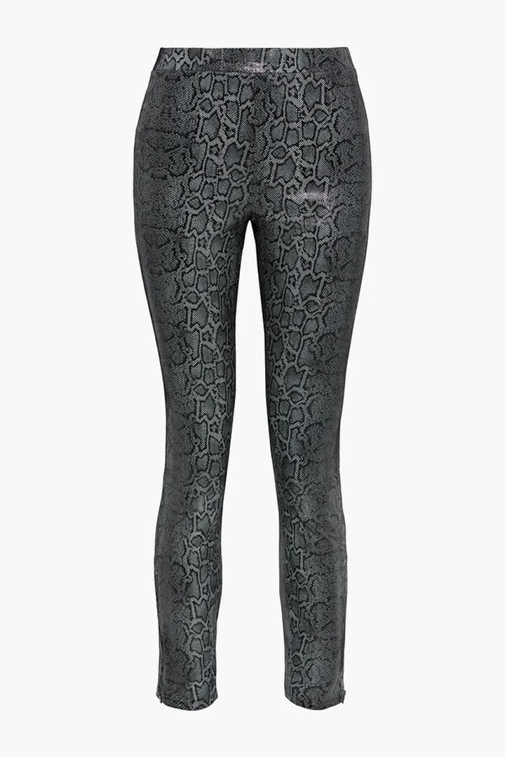 Darcy coated snake-effect leather leggings