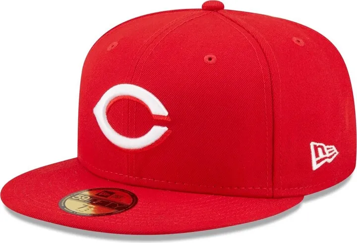 Men's New Era Red Cincinnati Reds Logo White 59FIFTY Fitted Hat