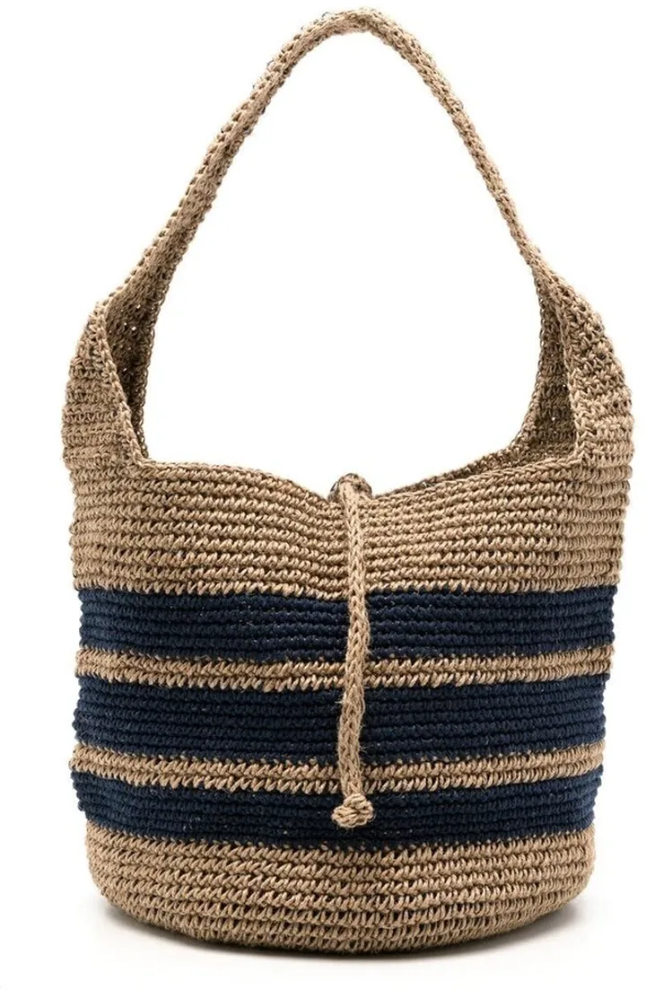 Lulu striped ramie-yarn shoulder bag