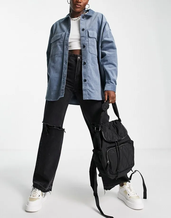 Dr Denim loose fit shirt in blue corduroy