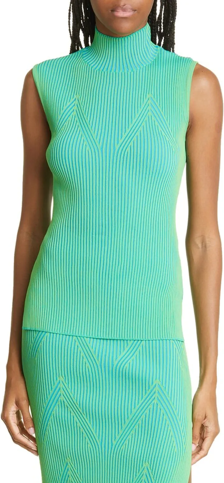 Maud Ribbed Sleeveless Turtleneck Top