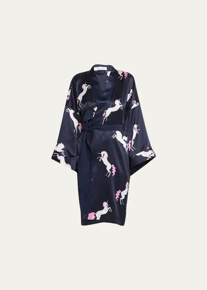 Mimi Persea Printed Silk Robe