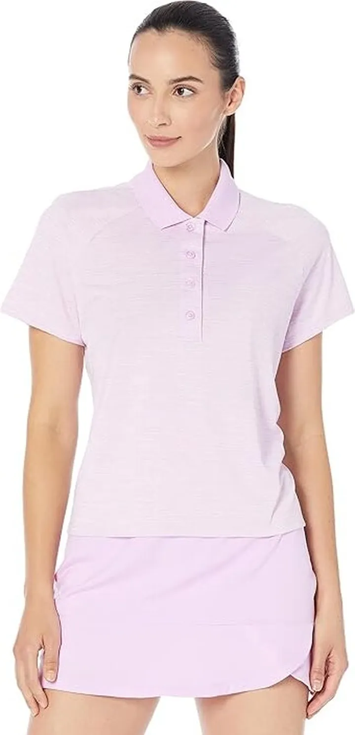 adidas Golf Melange Polo Shirt (Bliss Lilac) Women's Clothing