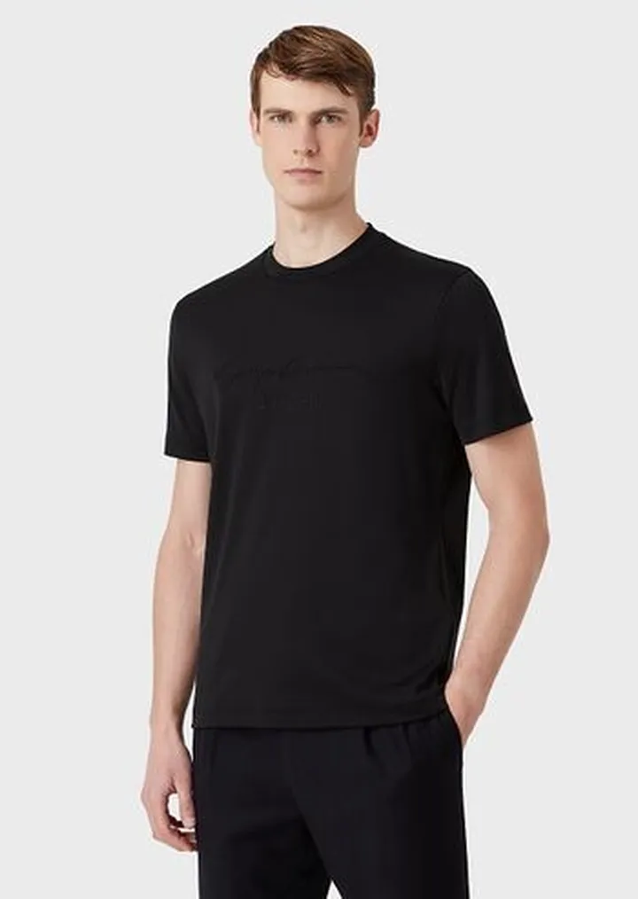 Pure cotton interlock T-shirt with embroidered logo