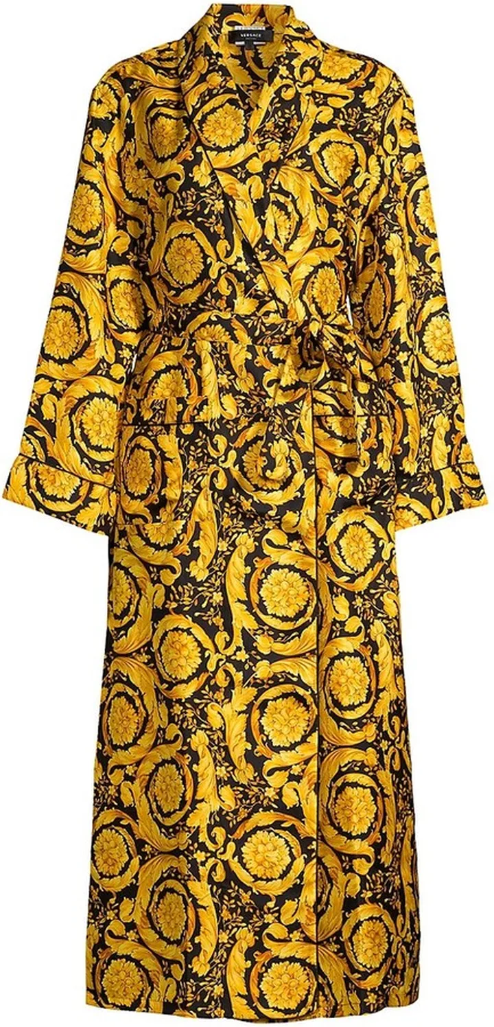 Barocco-Print Silk Robe