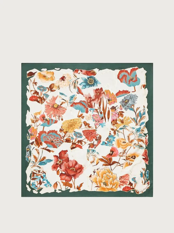 Ferragamo Women Kintsugi print silk foulard Green