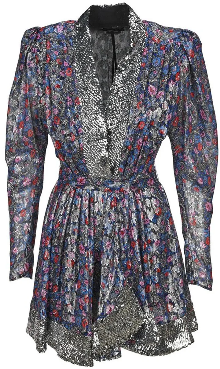 Isabel Marant Graphic Printed V-Neck Mini Dress