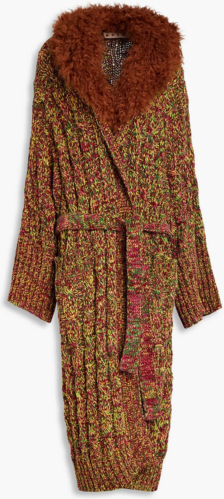 Oversized marled cable-knit chenille cardigan