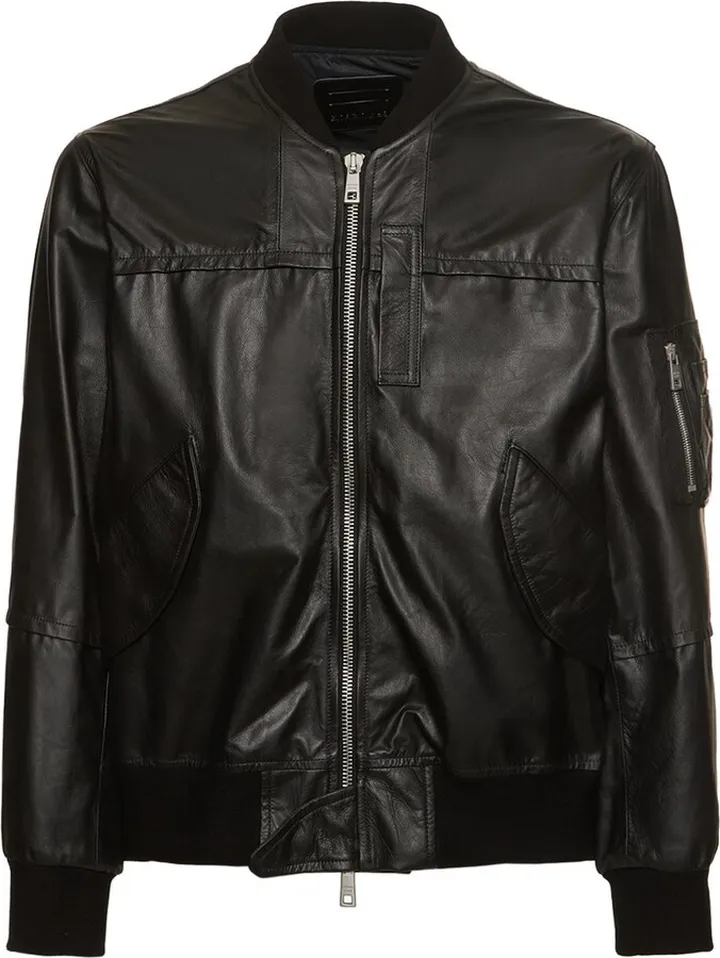 Oversize leather bomber jacket