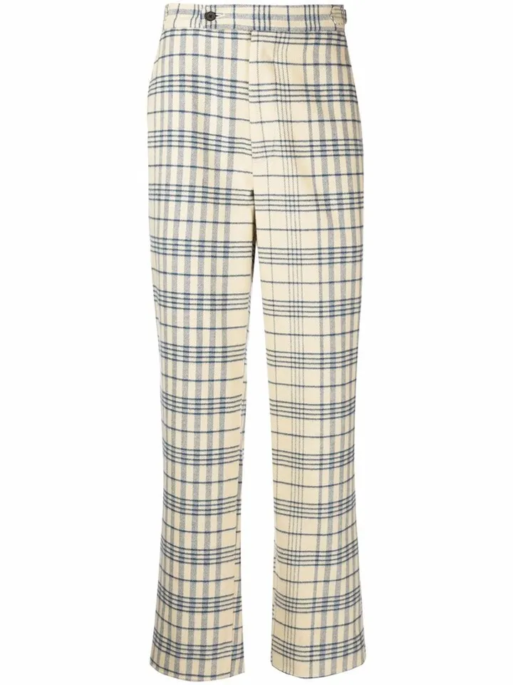 Checked Straight-Leg Trousers