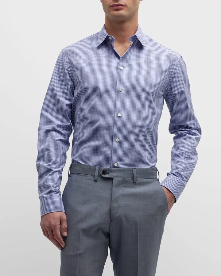 Men's Micro-Check Cotton Sport Shirt