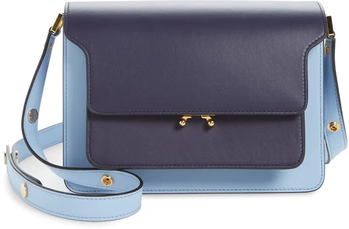Medium Trunk Colorblock Leather Shoulder Bag