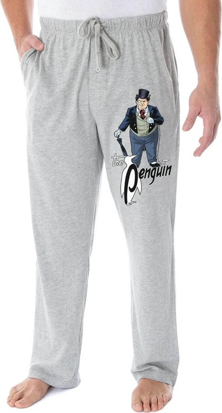 DC Comics Men's Batman Villains The Penguin Loungewear Sleep Pajama Pants (MD) Grey