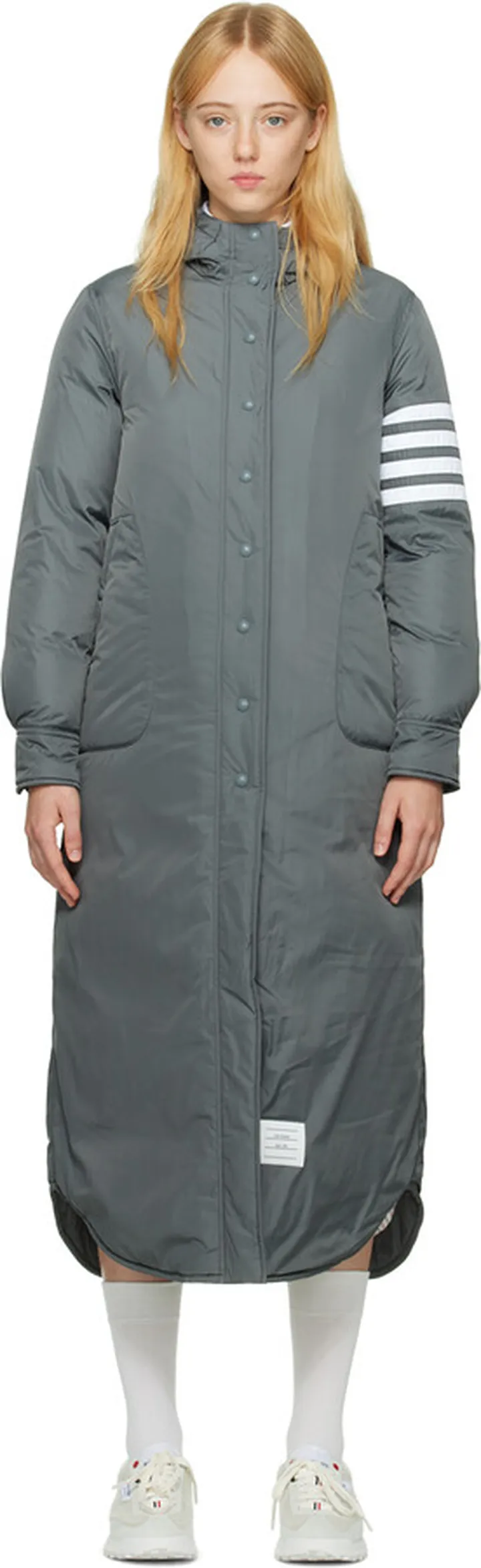 Thom Browne Gray 4-Bar Down Coat