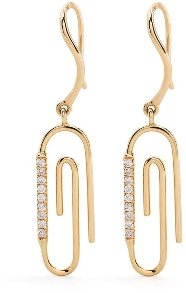 18kt yellow gold Paperclip diamond earrings