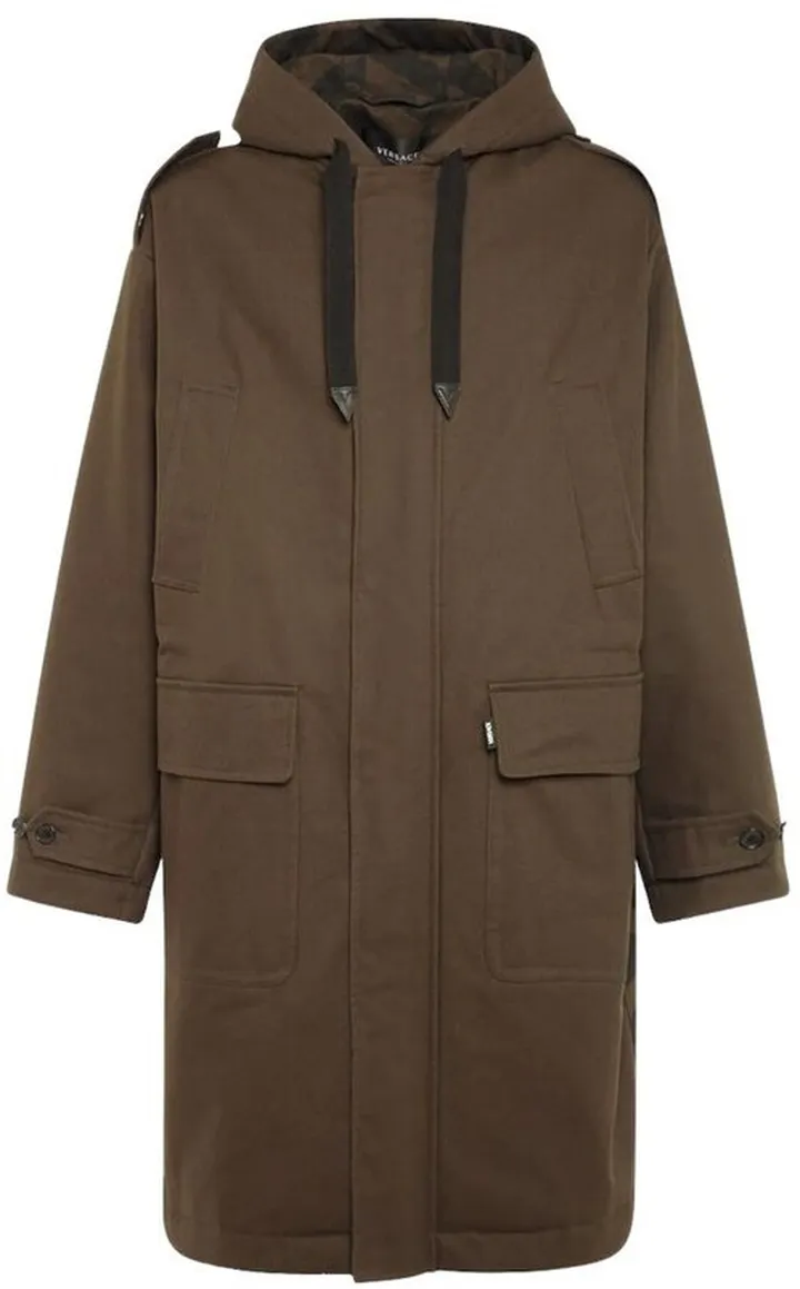 Versace Monogram Motif Print Hooded Coat