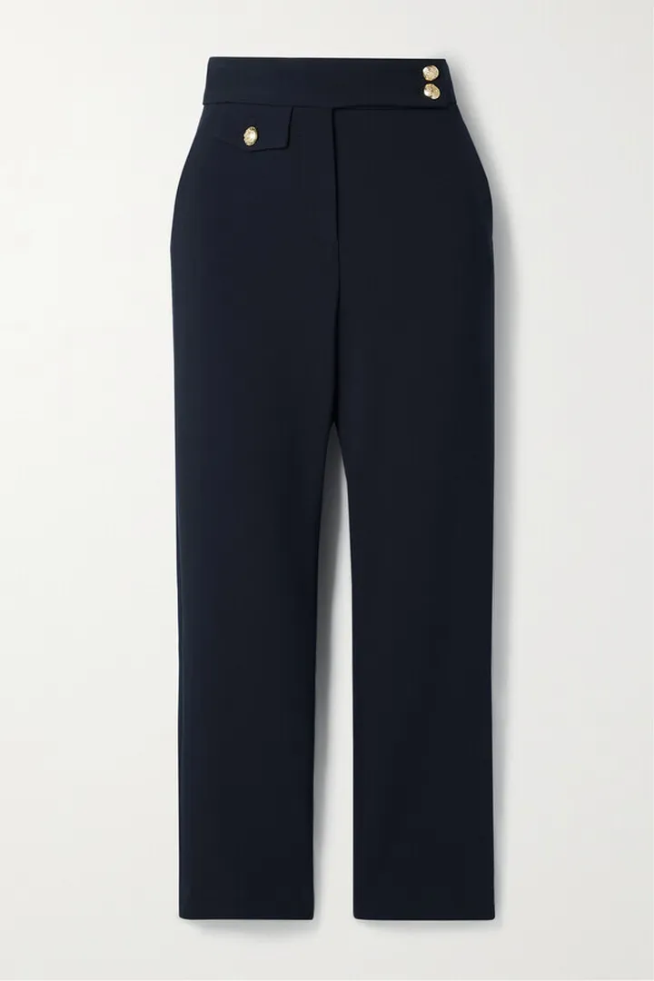 Veronica Beard - Renzo Cropped Woven Straight-leg Pants - Blue