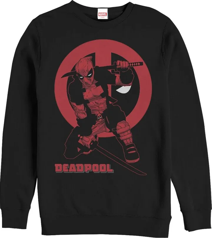 Men's Marvel Deadpool Katana Sword Pose Sweatshirt - Black - X Large