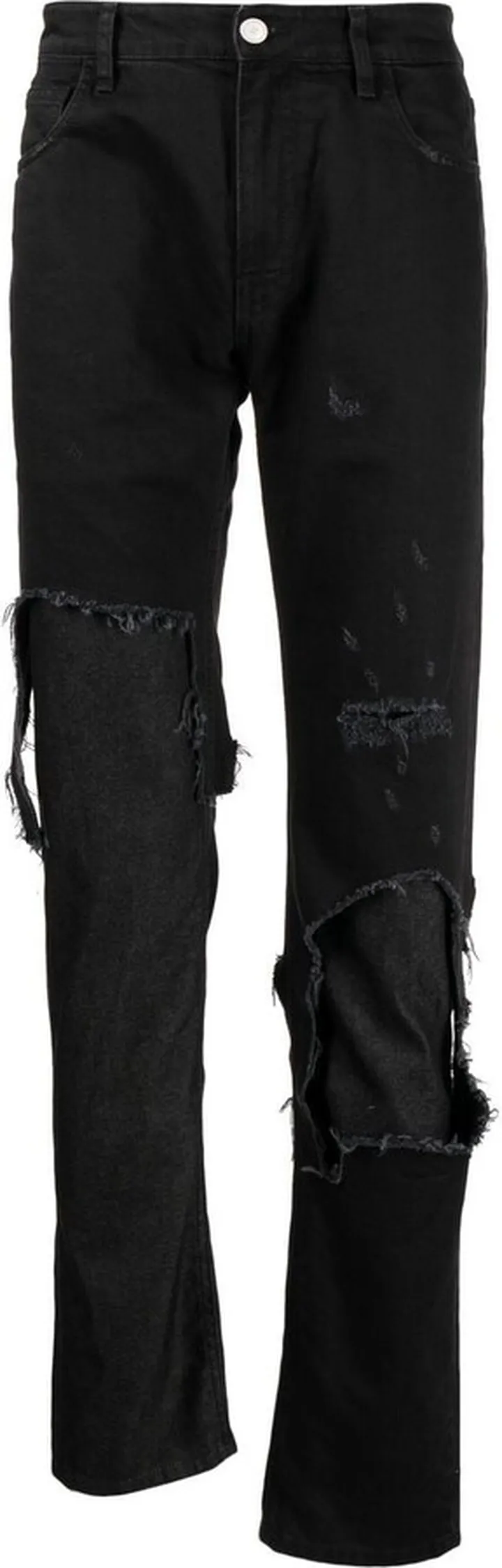 Distressed Slim-Leg Jeans