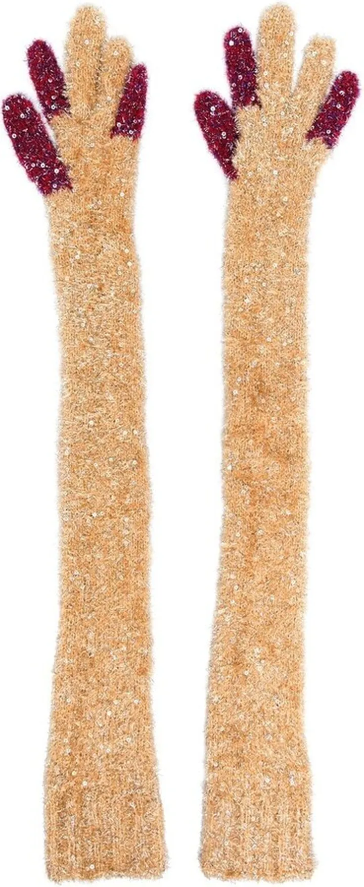 Extra-Long Glitter-Knit Gloves