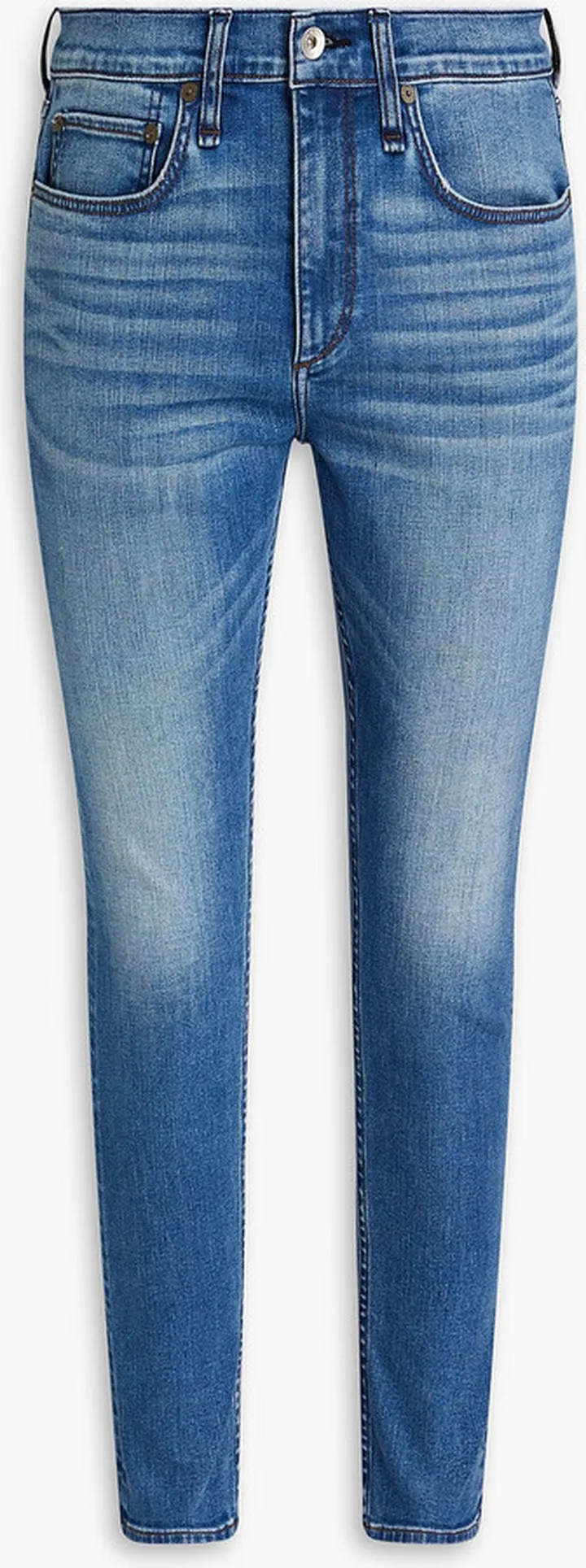 Skinny-fit whiskered denim jeans