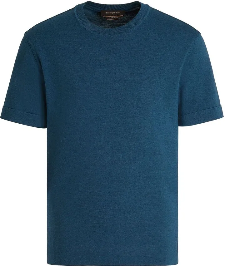 fine-knit short-sleeved T-shirt