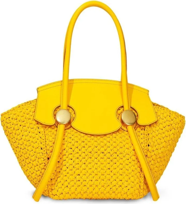 Pipe raffia tote bag